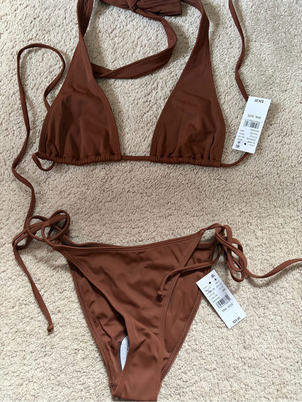 PacSun Brown Triangle String Bikini Set